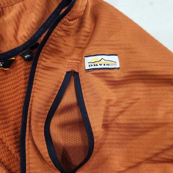 Orvis Mens Horseshoe Hills 1/4 Zip Top XL Orange Pullover Outdoor Hiking Stretch - Picture 4 of 13